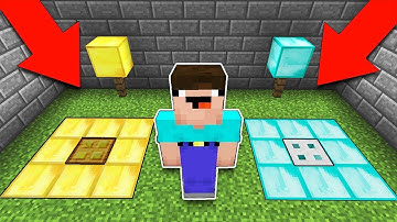 Minecraft NOOB vs PRO : WHICH TRAPDOOR WILL NOOB CHOOSE? GOLD vs DIAMOND! Challenge 100% trolling