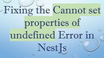 Fixing the Cannot set properties of undefined Error in NestJs
