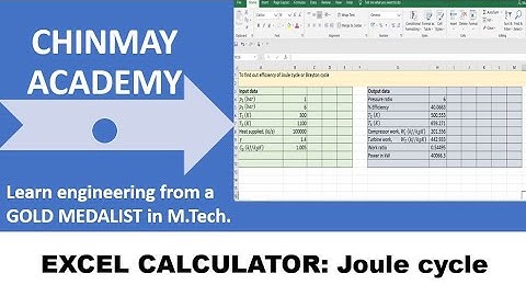 How to find out Joule cycle efficiency  -Thermodynamics Excel calculator