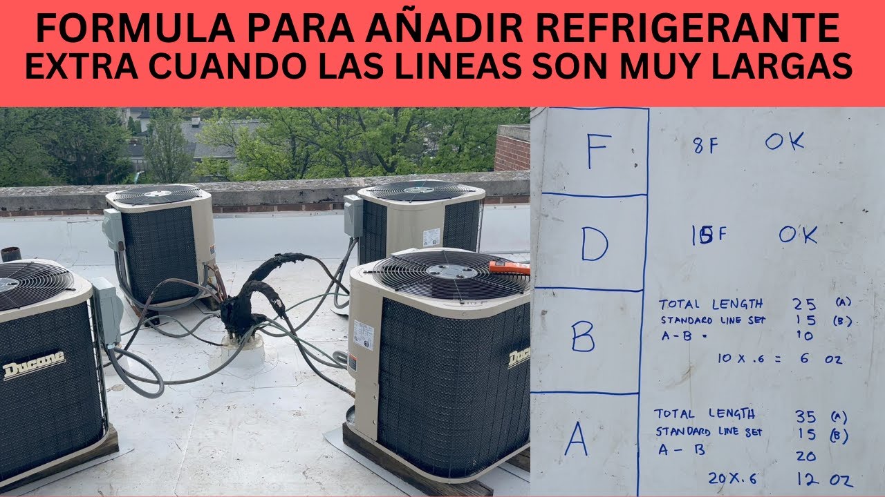 FORMULA PARA AÑADIR REFRIGERANTE EXTRA CUANDO LAS LINEAS SON MUY LARGAS.