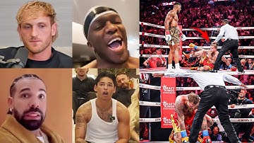Celebrities REACT to Jake Paul vs Anthony Joshua FULL FIGHT HIGHLIGHT (NETFLIX) KO