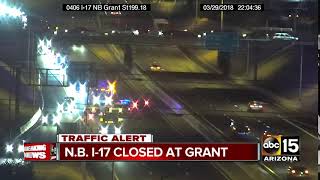 Serious rollover crash closes I-17 NB at Grant in Phoenix