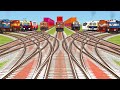 11 ♿️ Trains Crossing Railroad Tracks || Bumpy Forked Railways Station || Trains Fun train simulator