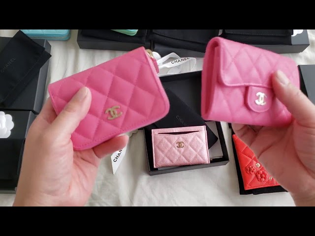 chanel pink card holder wallet