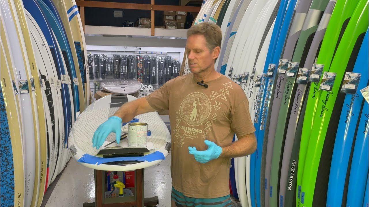 How to reglue deck pad on Stand Up Paddleboard using contact cement YouTube