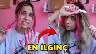 En İlgi̇nç Saç Ürünleri̇ni̇ Denedi̇m Pembe Saç,Mi̇ni̇ci̇k Düzleşti̇ri̇ci̇