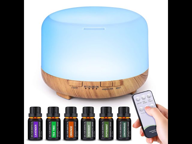 YIKUBEE Diffuser, Essential Oil Diffuser, 500ml Humidifier, Diffusers for Home, Aromatherapy Diffuser with Remote Control, Diffusers for Essential Oil