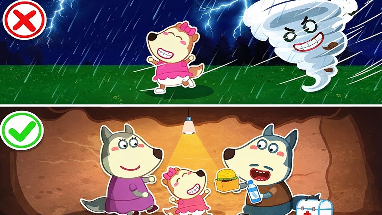 Quedarse en el búnker o jugar afuera durante la tormenta🤔El tornado se acerca | Wolfoo 2D en español