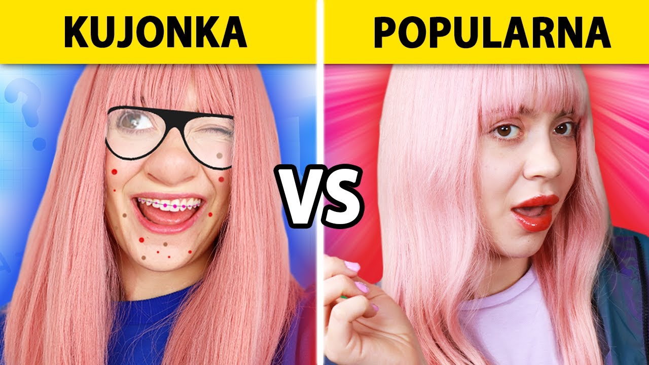 Jak BYĆ POPULARNYM w 24h - POPULARNA LASKA w SZKOLE vs KUJONKA || MOJA REAKCJA NA