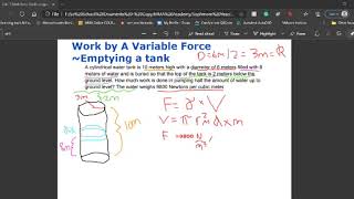Work Done By A Variable Force ~Emptying A Tank Calc 2