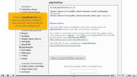 How to install phpWebsite from Fantastico - Fantastico Tutorials