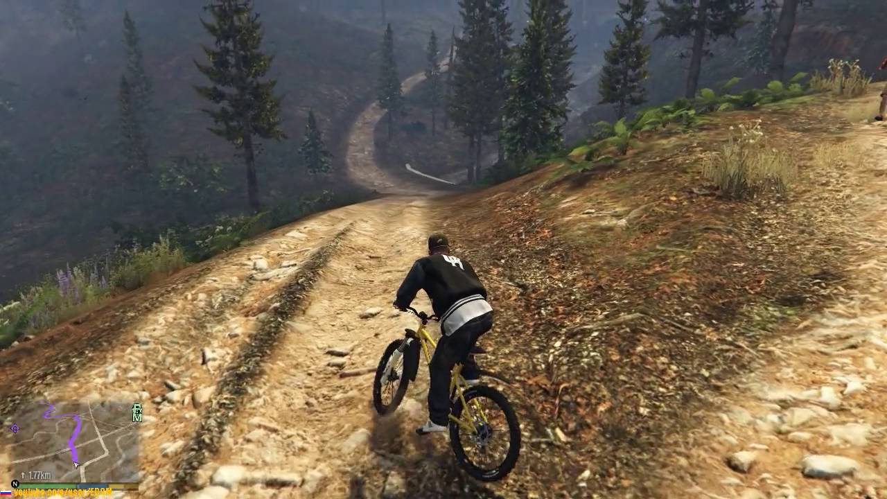 Видео игры где играет глент. Велосипед ГТА 5. Гора ЧИЛИАД велосипед. Игра на Велике по горам. GTA 5 гора с велосипедами.