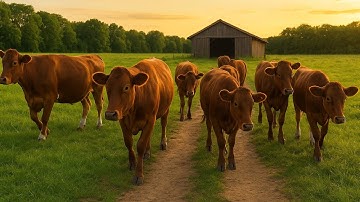 Sapi Lembu Jinak Berjalan Pulang ke Kandang | Suara Moo Lucu Bikin Santai di Peternakan