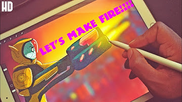 HOW TO CREATE FIRE AND SMOKE IN PROCREATE 4.1 ON IPAD PRO. DRAWING WITH ART FACE