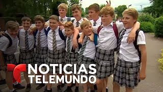 Niños británicos protestan contra escuelas vistiendo faldas | Noticias | Noticias Telemundo Niños británicos protestan contra escuelas vistiendo faldas | Noticias | Noticias Telemundo