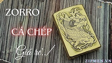 Bật lửa zorro đồng thau chủ đề cá chép giá rẻ| hộp quẹt zorro chính hãng