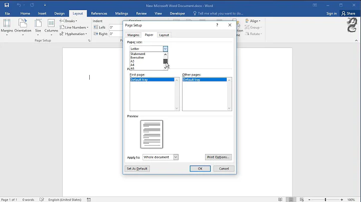 How to Set default size to A4 in Word