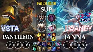 HLE Vsta Pantheon vs LNG lwandy Janna Sup - KR Patch 10.19