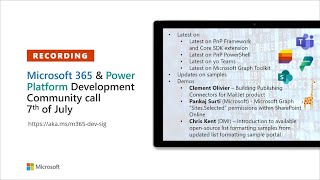 Microsoft 365 Developer Community Call recording – 7th of July, 2022