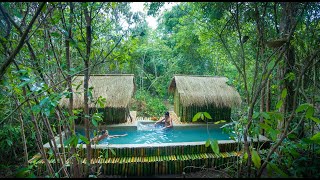 Building the Most Beautiful Bamboo Swimming Pool for My Jungle Bamboo Villa