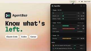 AgentBar: know what's left in Claude Code, Codex and Cursor