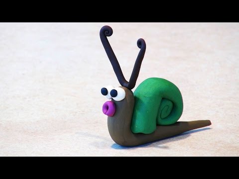 Поделки из пластилина. Веселая Улитка из пластилина.