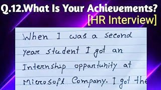 What is your Greatest Achievement | HR Interview | Interview Questions Answers