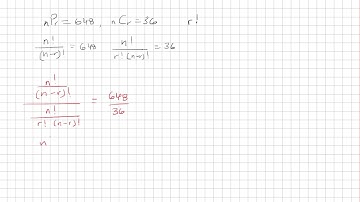 If nPr=648 and nCr=36. Find r!