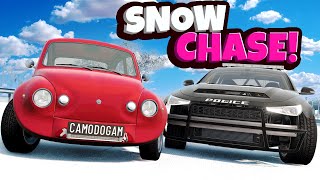 Fast VS Slow Police Chase in the Snow is DANGEROUS in BeamNG Drive Mods!