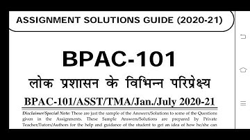 BPAC 101 Ignou Solved Assignment