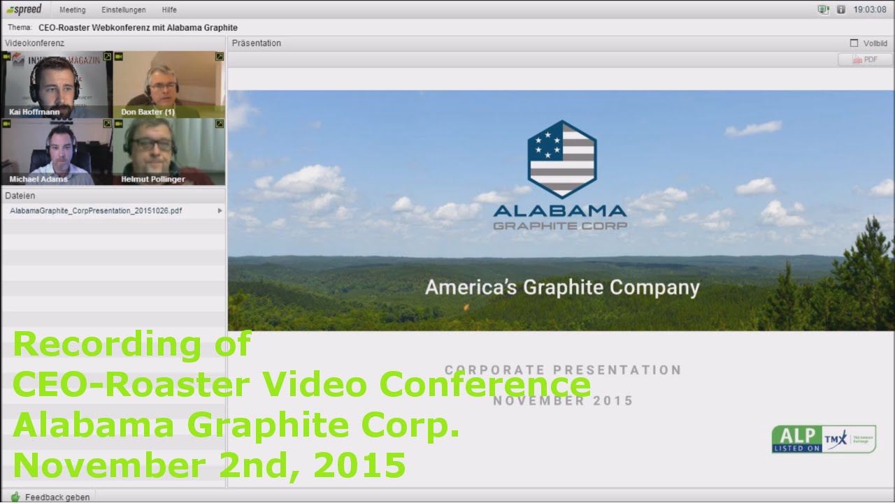 CEO-Roaster Video Web Conference with Alabama Graphite Corp. (2015-11-02)