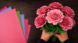 How to Make Beautiful Paper Roses 🌹 | Easy DIY Paper Rose Bouquet