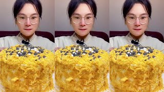 ASMR🍰Eat meat floss cream cake🍰 (soft and waxy sound)  크림 케ց 먹방 MUKBANG Satisfaction