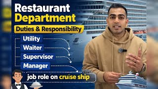Celebrity Restaurant Department Duties on Cruise Ship. All Positions from Restaurant Utility to Manager. Profile