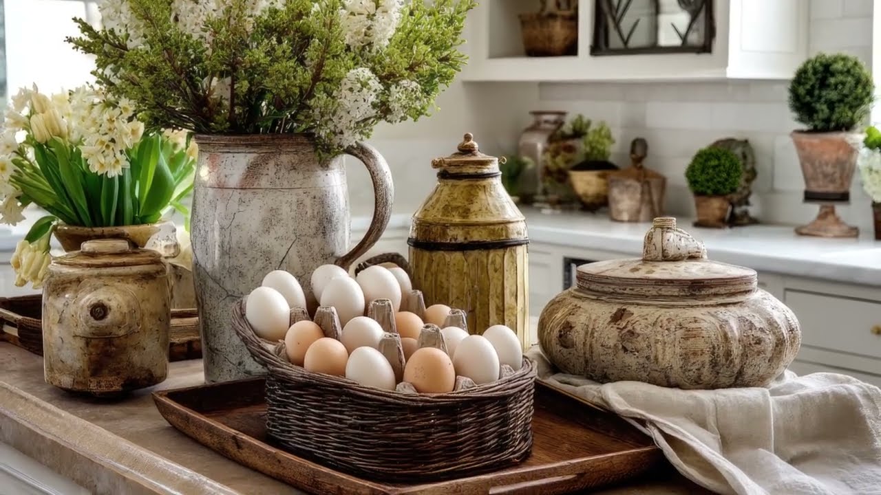Luxury Easter Farmhouse Kitchen Decor | Elegant Spring Styling Ideas