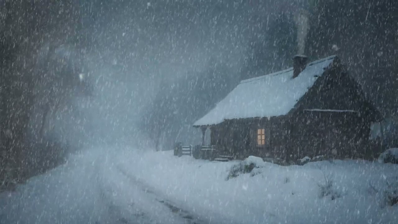 Extreme Blizzard at the Lonely Cabin | Howling Wind & Snowstorm