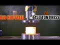 Crushing and Slicing Red Hot Steel with Hydraulic Press