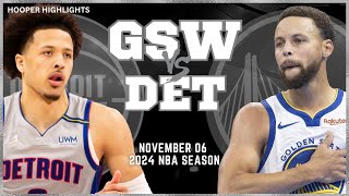 Golden State Warriors vs Detroit Pistons Full Game Highlights | Nov 6 | 2024 NBA Season