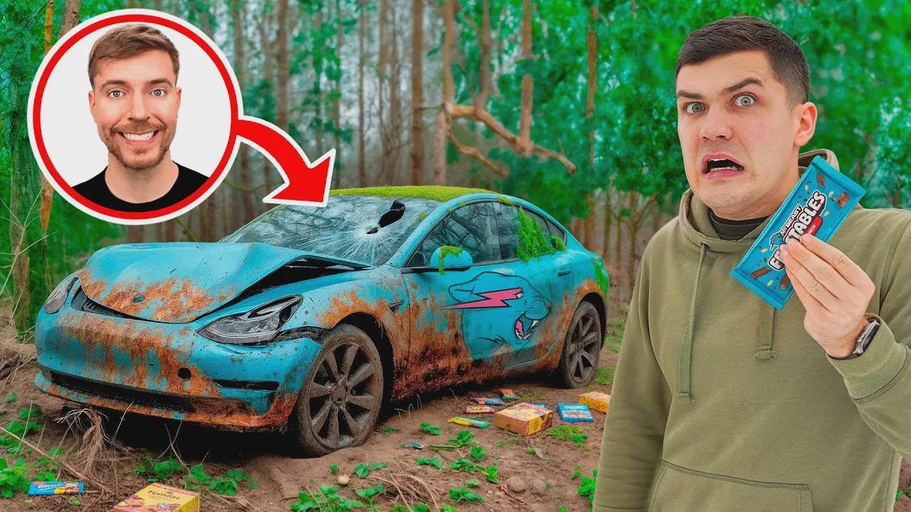 廃墟で発見したミスター・ビーストのテスラ、復活させてみた！なぜここに？