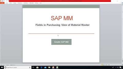 Part 1    Purchasing View Fields of Material Master