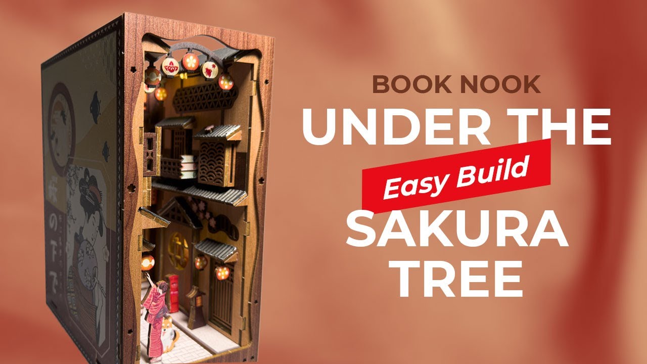 Under the Sakura Tree Book Nook Miniature Dollhouse