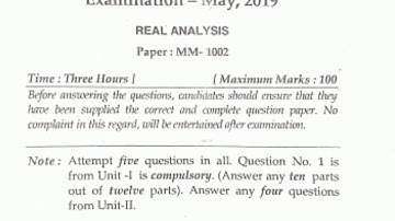 Real analysis MDU MSc math DDE exam 2019