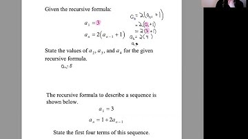 Recursive Sequences (Algebra 1 Regents Questions)
