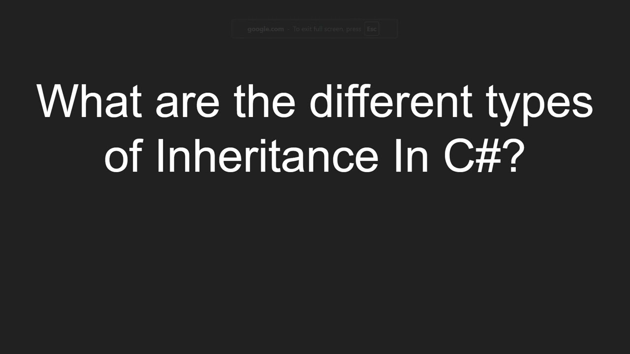 What are the different types of Inheritance In C#?