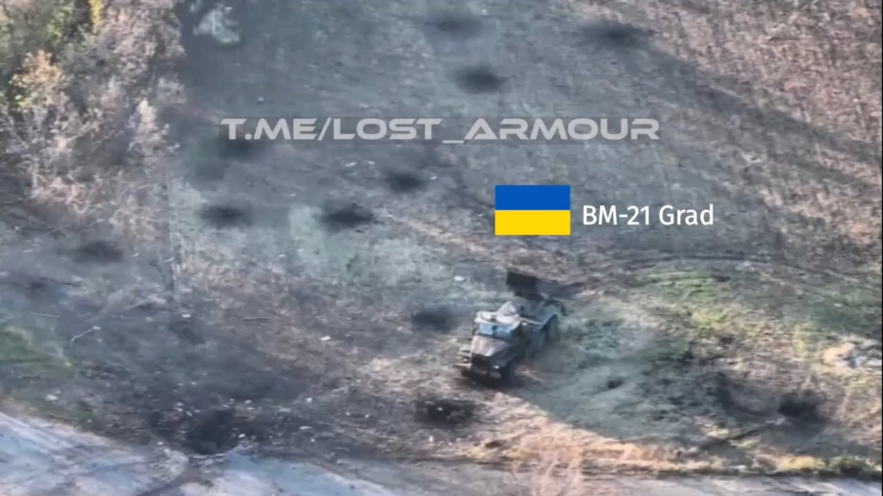 Russian VT-40 FPV drone destroy a Ukrainian BM-21 Grad on Zolotoy Kolodez RPD.