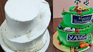 Race Track Cake/10 kg Cake Design/Car Theme Cake/Race Track Theme Cake Idea For Boys/Road Theme Cake
