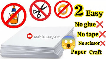 2 Easy no glue paper craft|Paper craft without glue|No glue paper craft|Easy paper craft no glue