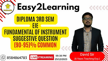 Diploma 3rd Sem EIE Suggestion (Fundamental of Instrument) | By David Das/Easy2Learning