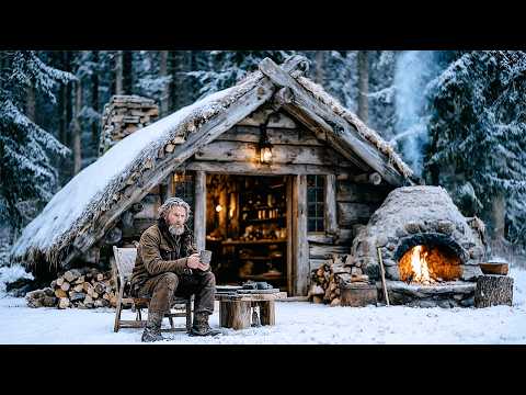 I Spent 10 Days Building a Warm Secret Winter House: Bushcraft Evolution 4K (Full)
