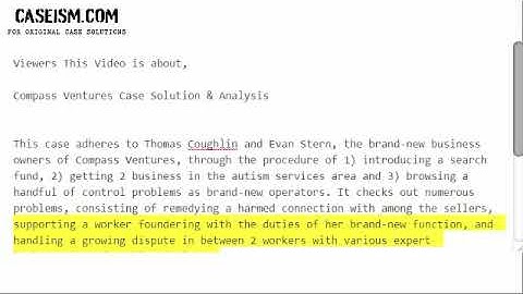 Compass Ventures  Case Solution & Analysis- Caseism.com